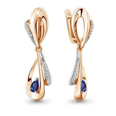 Серьги с агатом из серебра с позолотой